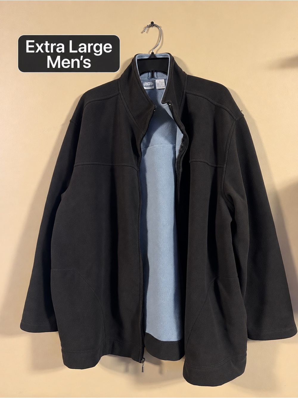 Men’s Black Full-Zip Fleece  – XL